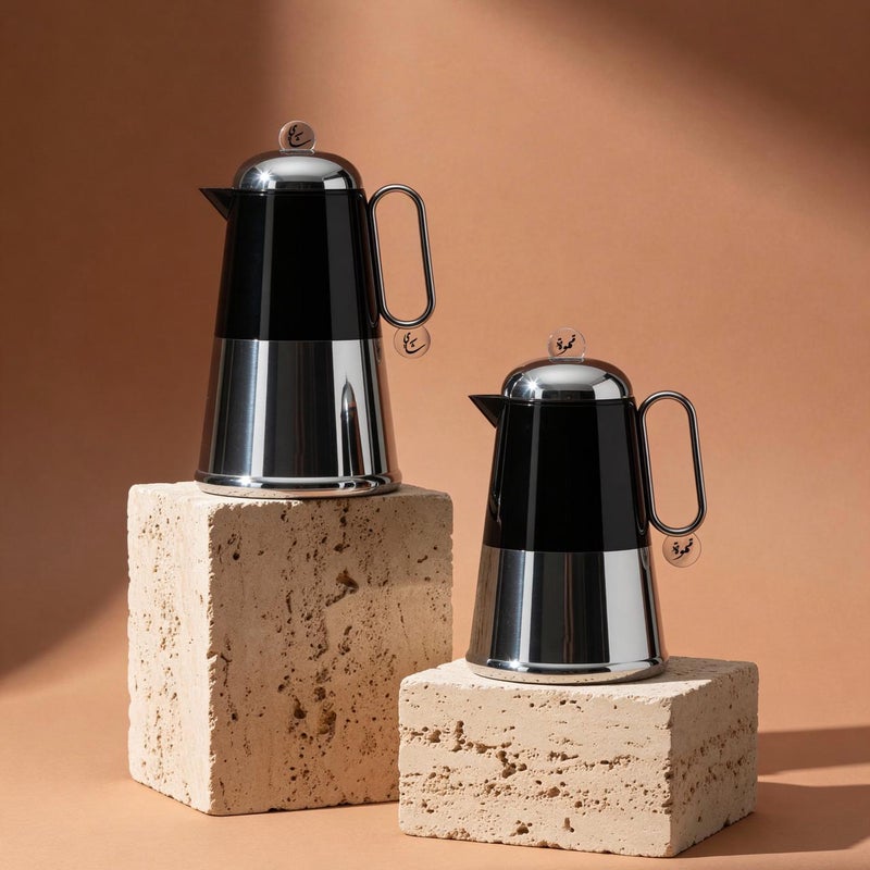 طقم ترمس قهوة وشاي لونارا - هيكل ناعم الملمس مع لمسات من الفولاذ المقاوم للصدأ (0.7 لتر + 1.0 لتر)